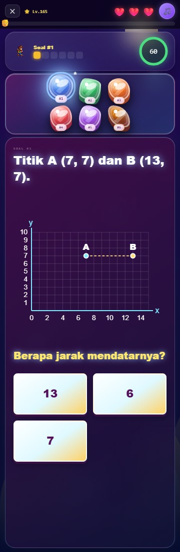 Contoh soal koordinat dalam Math Crush